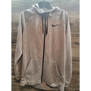Nike Jacket Mens M Full Zip Gray Striped Dri Fit Training Hoodie  860465-036